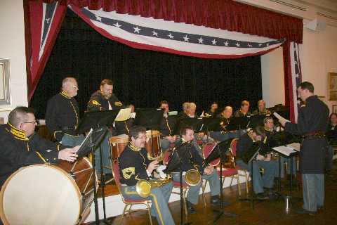 Capt Cranson gives last minute instructions to the band prior to the ball.